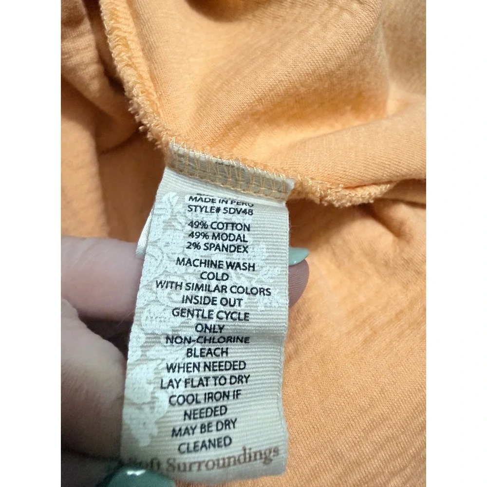 Soft‎ Surroundings 1X Peach Textured Cowl Neck Tunic Sweater Top Cozy